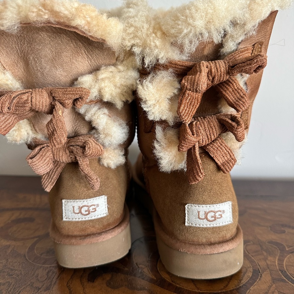 UGG Tan Shearling Boots with Bows